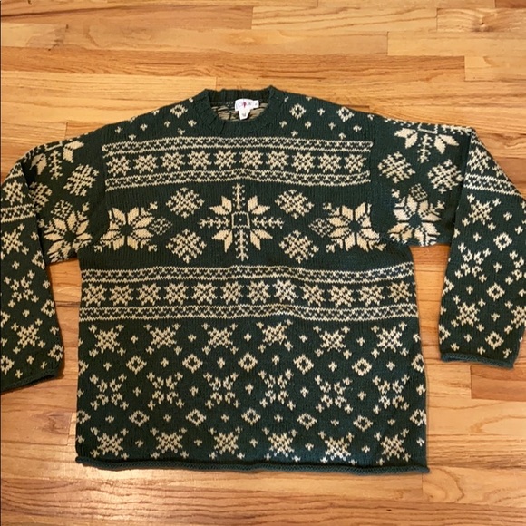 Vintage 9s Jcrew Snowflake Wool Sweater 